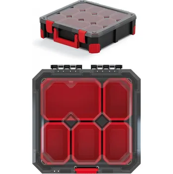 Úložný box Prosperplast Organizér TITAN - 5 krabiček, 280x280x110 - průhledné víko