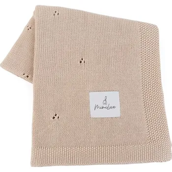 Dětská deka Mimilove Ažurková dečka Love Béžová