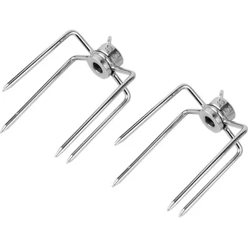 BBQ 2x Grilovací čtyř-bodec na rožeň Ø 5-11mm, chromovaná ocel