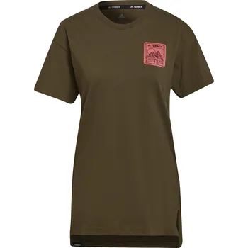 Dámské oblečení Dámské tričko s krátkým rukávem adidas TX PAT MOU TE W hnědé HE1756 - S | UK 12 | US 12,5