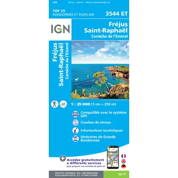 IGN mapa Fréjus, Saint-Raphael, Corniche de l'Esterel 1:25 t.
