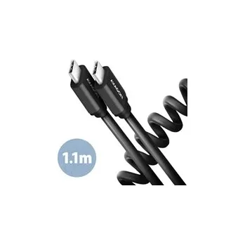 Kabel AXAGON BUCM-CM20TB, TWISTER kabel USB-C <-> USB-C, 1.1m, USB 2.0, PD 60W 3A, ALU, tpe, černý