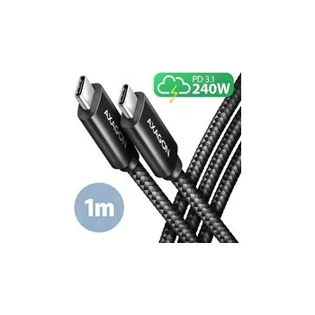 Kabel AXAGON BUCM2-CM10AB, CHARGE kabel USB-C <-> USB-C, 1m, Hi-Speed USB, PD 240W 5A, ALU, oplet, černý