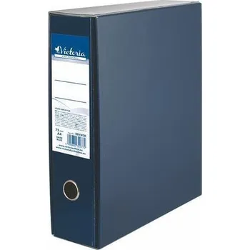 Archivační box Pákový pořadač s obalem, tmavě modrý, 75 mm, A4, karton, VICTORIA