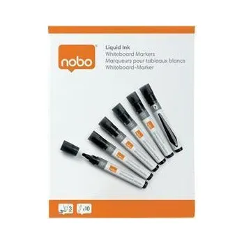 Popisovač na tabule a flip chart, černá, 1-3 mm, tekutý inkoust, kuželový hrot, 10 ks, NOBO 1915377