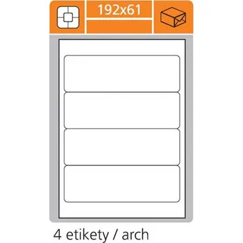 Speciální papír Print etikety A4 pro laserový a inkoustový tisk - 192 x 61 mm (4 etikety / arch ) vhodné na pořadače hřbet 7 cm, 100 listů
