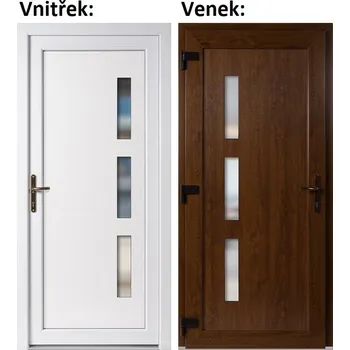 Vchodové dveře Plastové vchodové dveře Soft Julie, Zlatý dub/bílá, 100x210 cm, levé, otevírání VEN