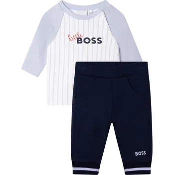Kojenecká souprava BOSS - dětské tričko s dlouhým rukávem + tepláky NAVY WHITE vel. 1m