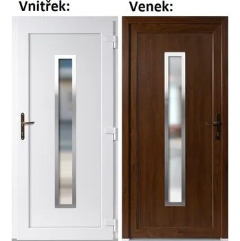 Vchodové dveře Plastové vchodové dveře Soft Hana Inox zlatý dub/bílá 98x198 cm, pravé