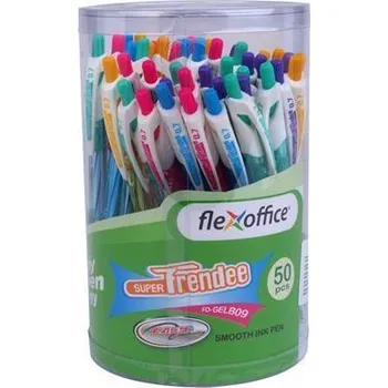 Gelové pero, 0,35 mm, stiskací mechanismus, tělo pera v různých barvách, 50ks, FLEXOFFICE...