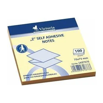 Samolepící bloček Samolepicí bloček "Z", žlutá, 75 x 75 mm, 100 listů, VICTORIA