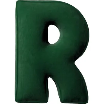 Polštář Yellow Tipi Tmavě zelený sametový polštář písmeno R 40 cm
