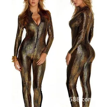 Erotický overal s texturou Velikost: L, Barva (Varianta): Zlatá