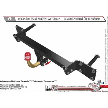 Tažné zařízení Tažné zařízení VOLKSWAGEN Multivan + Caravelle T7 11/2021->2/2025 SV 002-524, SVC GROUP