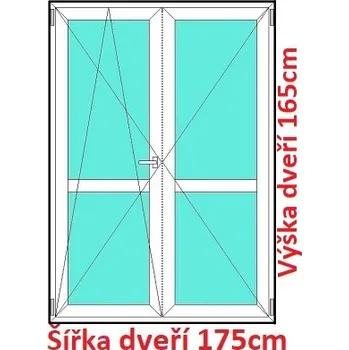 Okno Soft Dvoukřídlé balkonové dveře s příčkou 175x165 cm, otevíravé a sklopné