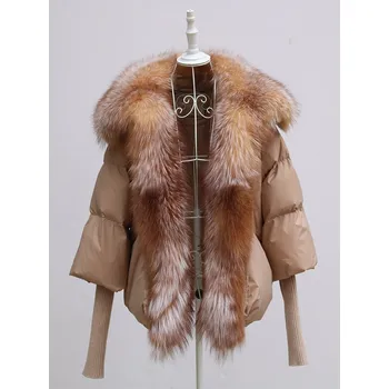 Dámská parka Dámská zimní bunda husí peří a kožich z lišky Velikost: M, Barva (Varianta): 8