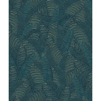 Tapeta Modro-zlatá vliesová tapeta s listy, SPI101, Spirit of Nature, Khroma by Masureel