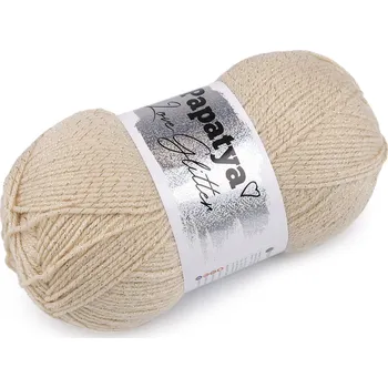 Příze Pletací příze Papatya Love Glitter 100 g, barva 10 (9220) krémová zlatá