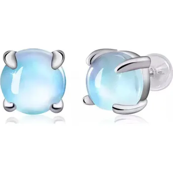 Náušnice Olivie 7262 Stříbrné náušnice MĚSÍČNÍ KÁMEN Modrá