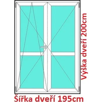 Okno Soft Dvoukřídlé balkonové dveře s příčkou 195x200 cm, otevíravé a sklopné
