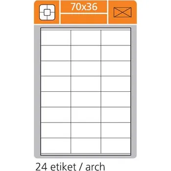 Samolepící etiketa Print etikety A4 PLUS pro laserový a inkoustový tisk - 70 x 36 mm (24 etiket / arch), 100 listů