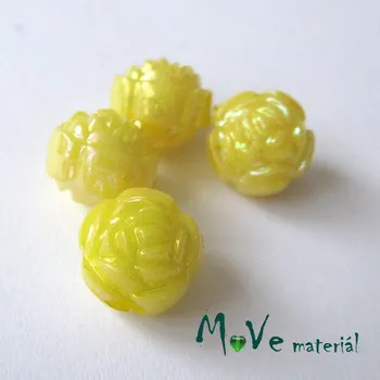 Dětské navlékací korálky Akrylový korálek - květina, 4ks, žlutý