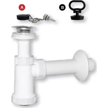 Ventil PLAST BRNO Sifon umyvadlový Ø 40, nerez mřížka Ø 64, zátka