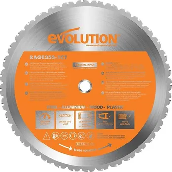 Pilový kotouč Multifunkční pilový kotouč EVOLUTION RAGE - 355x25,4x2,2 mm (36z) (Kotouč vhodný na dřevo, dřevo s hřebíky, kovy, neželezné kovy a plasty)