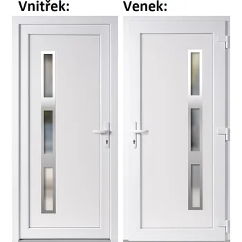 Vchodové dveře Plastové vchodové dveře Soft Julie Inox bílé 88x198 cm, pravé, otevírání VEN