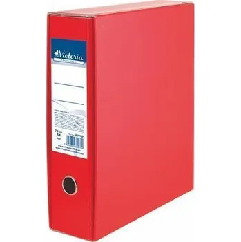 Archivační box Pákový pořadač s obalem, červený, 75 mm, A4, karton, VICTORIA