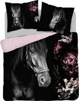 Detexpol Kůň Romantic černé/růžové 220 x 200, 2x 70 x 80 cm zipový uzávěr