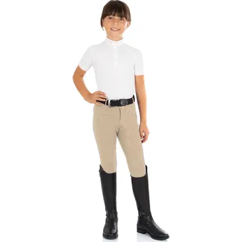 Jezdecké kalhoty EQUESTRO Rajtky Kasumi Equestro, s kolenními záplatami, dětské, beige 32