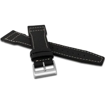 Řemínek na hodinky Zúžený černý řemínek na hodinky CUT z luxusní kůže Top Grain - 22