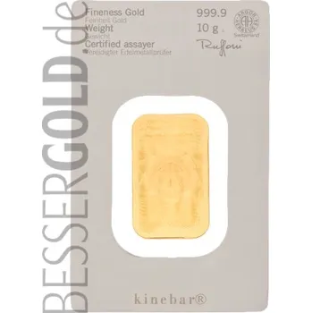 Zlatý slitek 10g Kinebar HERAEUS (Německo)