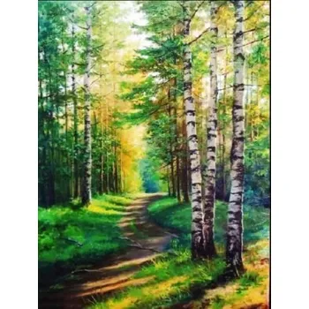 Diamantové malování Diamantové malování - Cesta v březovém lese č. 1045