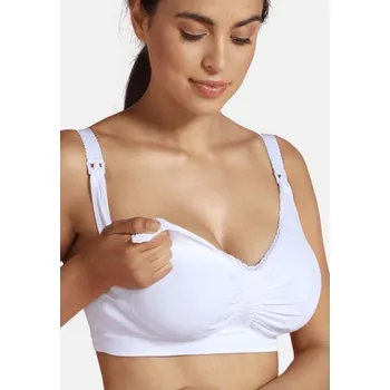 Těhotenské spodní prádlo CARRIWELL Mateřská a kojící podprsenka Push Up s Carri-Gel kosticemi - BÍLÁ 2024 Velikost: L