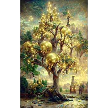 Diamantové malování Diamantové malování - Fantasy zlatý strom č. 946