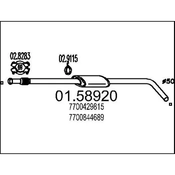 Tlumič výfuku Střední tlumič výfuku MTS 01.58920