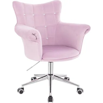 Otočné křeslo Nuuk velur na stříbrné podstavě s kolečky - fialový vřes