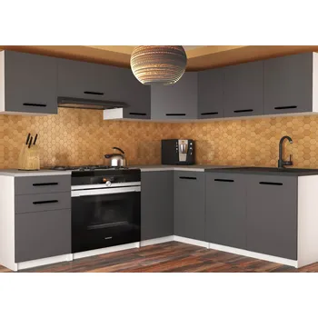 Kuchyňská linka Kuchyňská linka Belini 360 cm šedý mat s pracovní deskou Lidiauniqa2 TOR LIDIAUNIQA2/5/WT/SR/0/B1