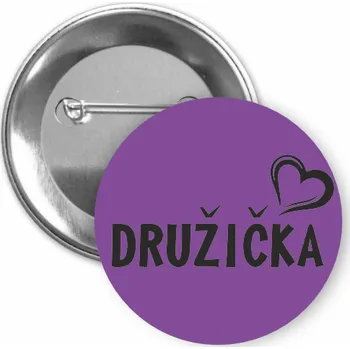 ON-DESIGN Placka s motivem Družička Barva: fialová, Barva potisku: černá, Typ buttonu: špendlík