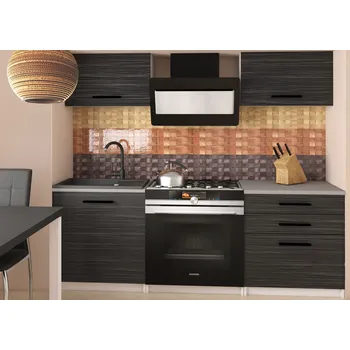 Kuchyňská linka Kuchyňská linka Belini 120 cm královský eben s pracovní deskou Vulcano2 TOR VULCANO2/3/WT/HK/0/B1