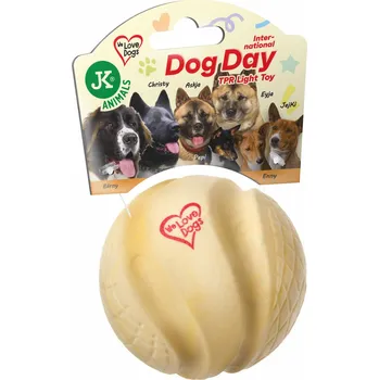 Hračka pro psa JK ANIMALS, TPR Light míček z termoplastické pryže a EVA pěny k mezinárodnímu dni psů, 7 cm, žlutý