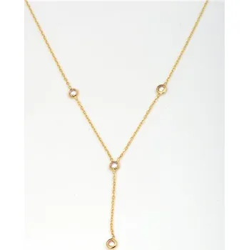 Náhrdelník Dámský náhrdelník ze žlutého zlata se zirkony ZLNAH127F + DÁREK ZDARMA