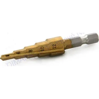 Vrták Stupňovitý vrták do kovu 4-12mm s povlakem HSS TiN