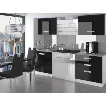 Kuchyňská linka Kuchyňská linka Belini 120 cm černý lesk s pracovní deskou Saturno INF SATURNO/2/WT/B/0/D