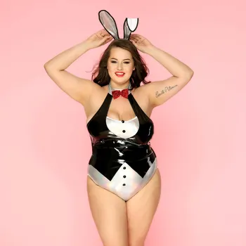 Dámský erotický kostým Love by love Kostým Zajíček PLUS SIZE, metalická XL-XXL P81101