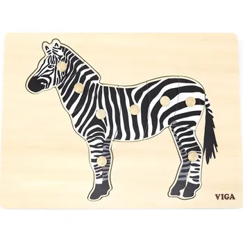 Puzzle Dětské dřevěné puzzle vkládačka Montessori Viga Zebra