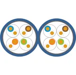 UM10-Dca-D500BU Kabel S/FTP, kat. 7, AWG23, HFFR-LS Dca s1 d1 a1, duplex, 500m cívka, modrý