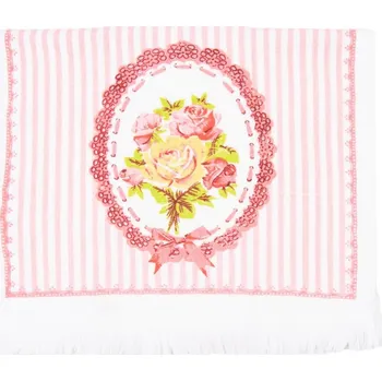 Utěrka Kuchyňský froté ručník s růží a proužkem – 40x66 cm